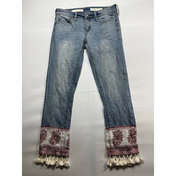 Pilcro & The Letterpress Women's Hyphen Tassel Straight Jeans - Sz 25 (30x26.5) - Picture 1 of 7